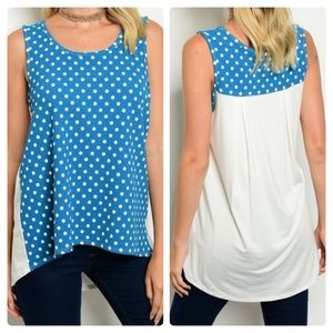 [Last 1!] LAST DAY Blue Polka-dot Blouse Tank